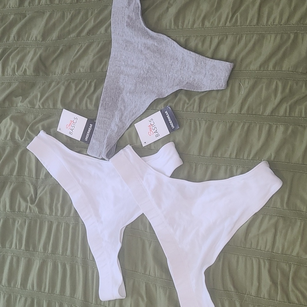 3 Pair Sexy Basics Cotton Thong Underwear NWT